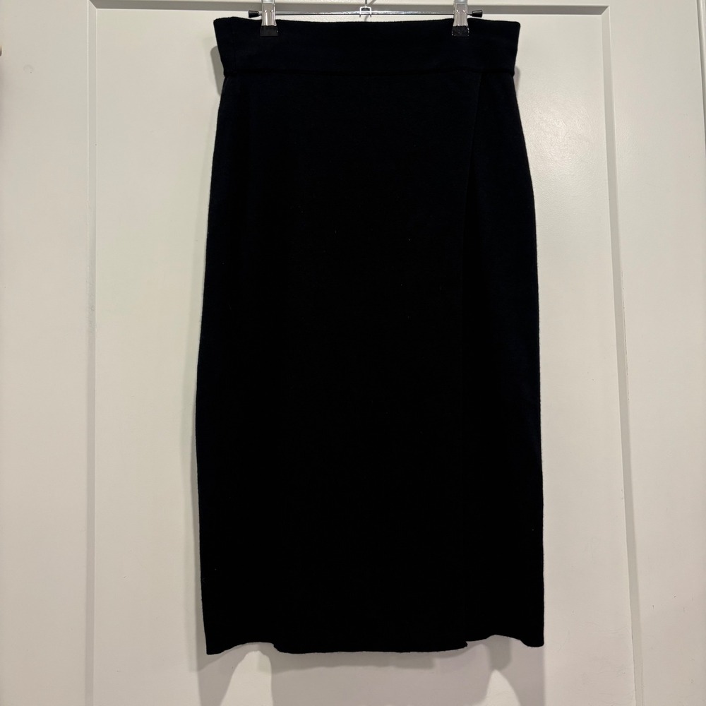 Club Monaco Black Wool Blend Knit Midi Pencil Skirt Womens Size Medium